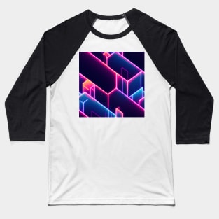 Cyberpunk pattern laser neon geometric colorfull lights futuristic electronic Baseball T-Shirt